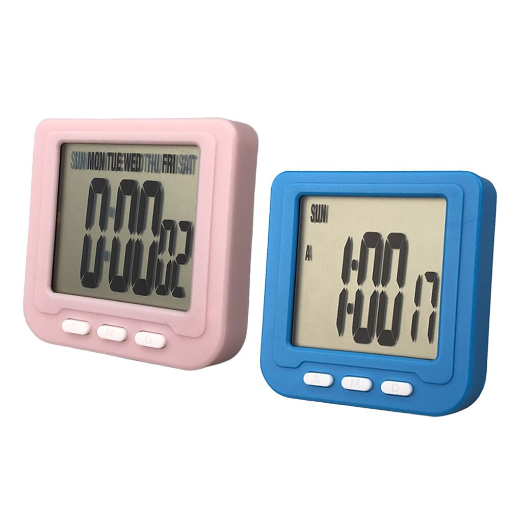 2x Small Alarm Clock Simple Bedside Clock Baking Timer Travel Clock