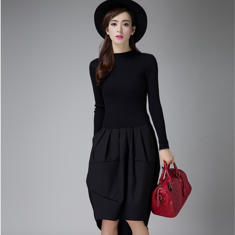 Female Winter Dresses Korean Casual High Street Fashionable Long Sleeve Sexy Wool knitted Sweater Dress Y1102-95F