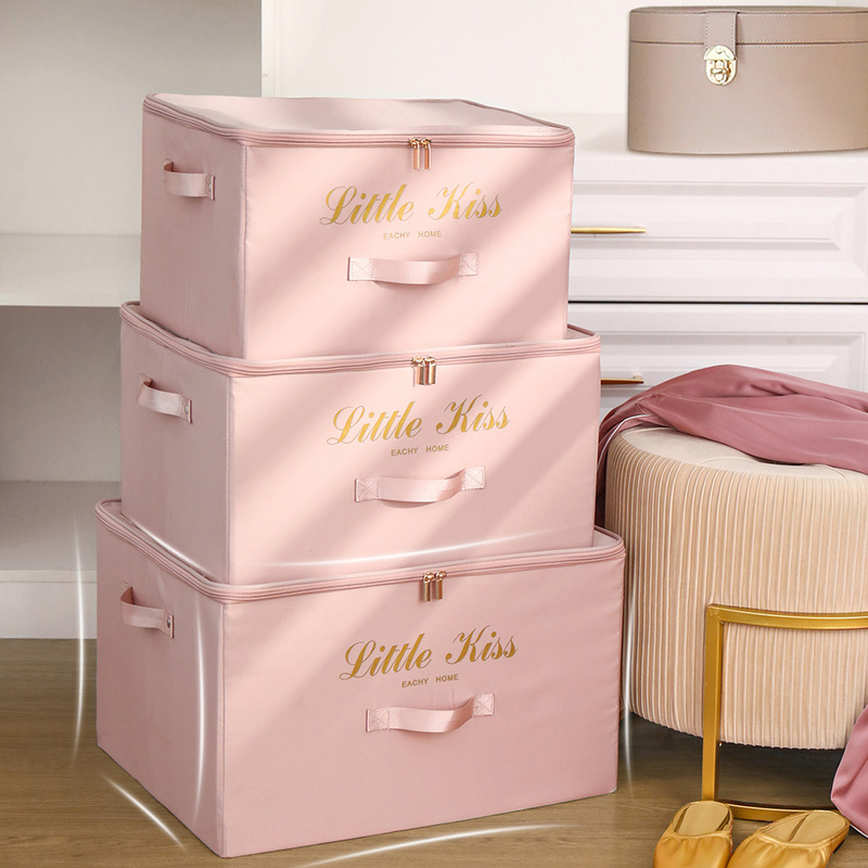 Caja de almacenamiento de ropa para el hogar, armario grande plegable de tela satinada, organizador de artículos grandes, WF
