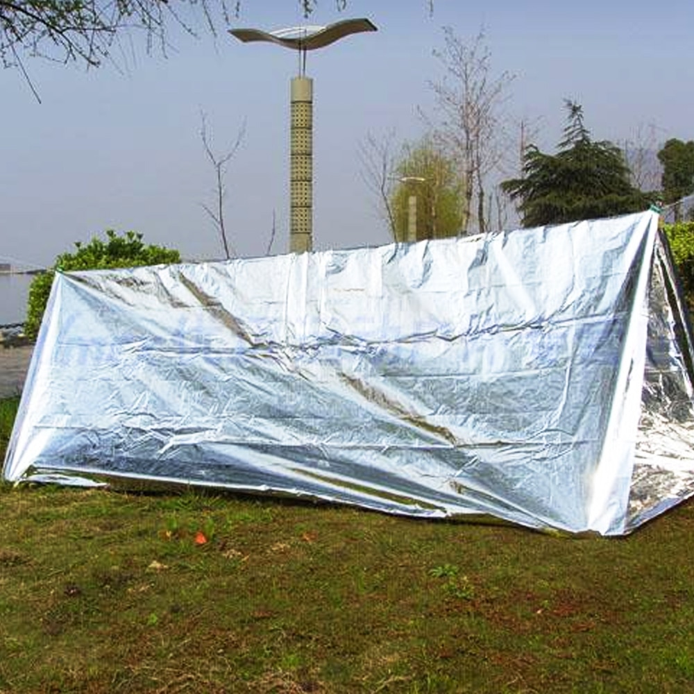 Outdoor Camping Pad Luifel Tent Onderdak Tarp Festivals Outdoor Duurzaam Emergency Kit 190X240X0.1 Cm Zilver