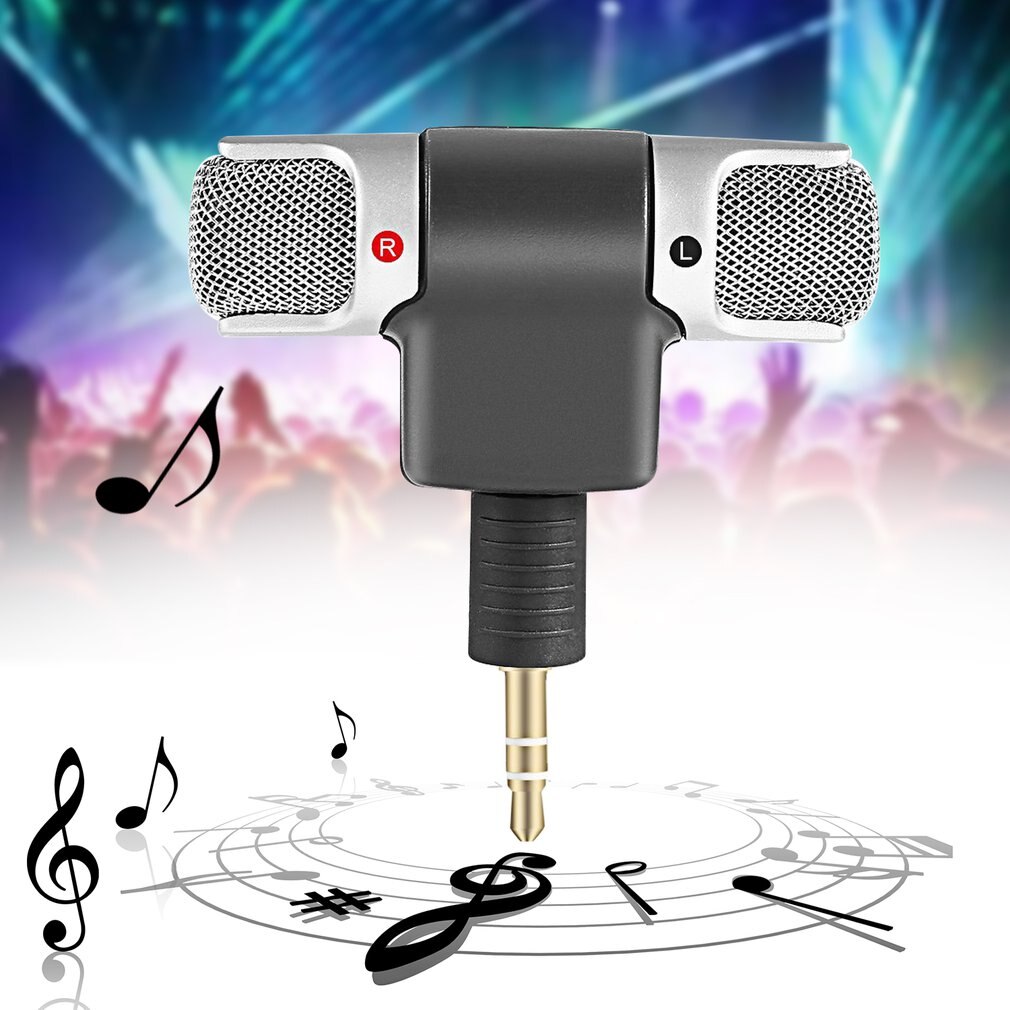 Portable Mini Stereo Recording Microphone Mic With 3.5mm Mini Jack For PC Laptop Notebook Left and Right Channel