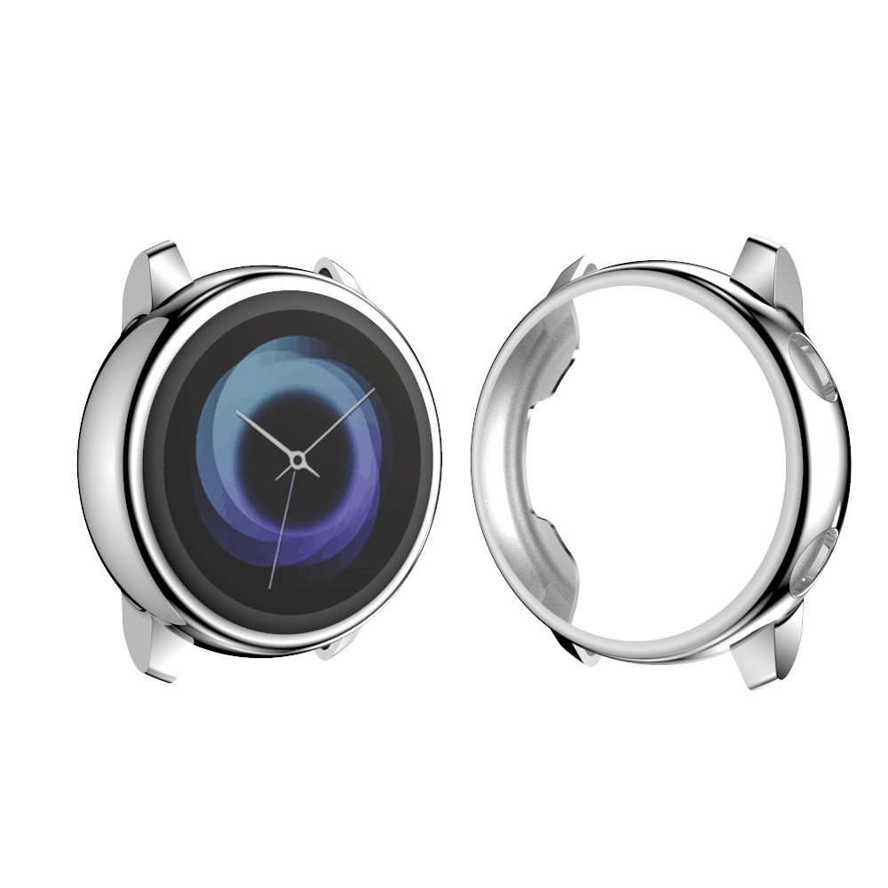 Boîtier pour Samsung galaxy watch, Protection complète en silicone souple, Protection d'écran, pour active galaxy watch: Silver