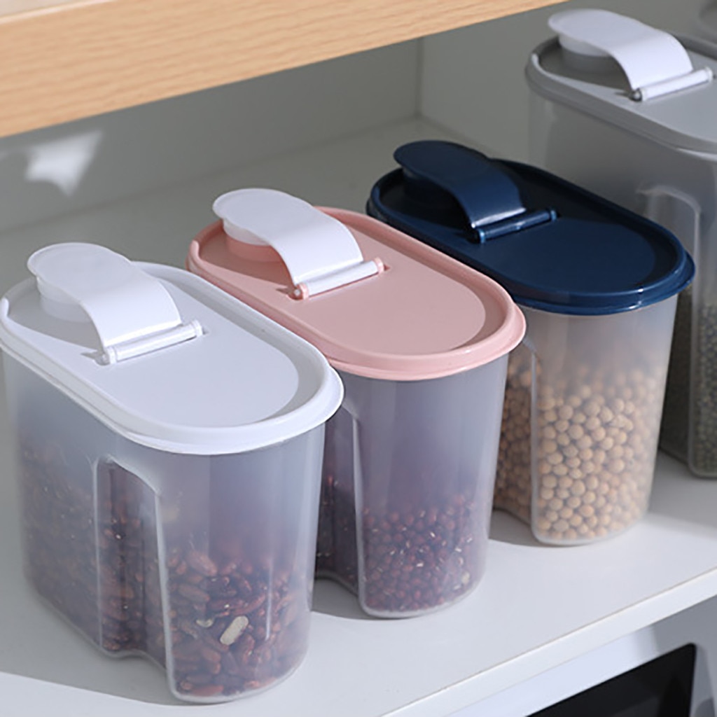1.8l Food Kitchen Organizer Box Plastic Container Refrigerator Organizer Sealed Crisper Grains Lids Transparent Pp Storage Box