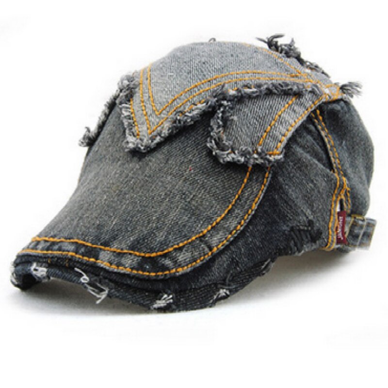 female male funny denim french hat beret do old distress vintage hat retro duckbill hat women men newsboy bone flat peaked cap