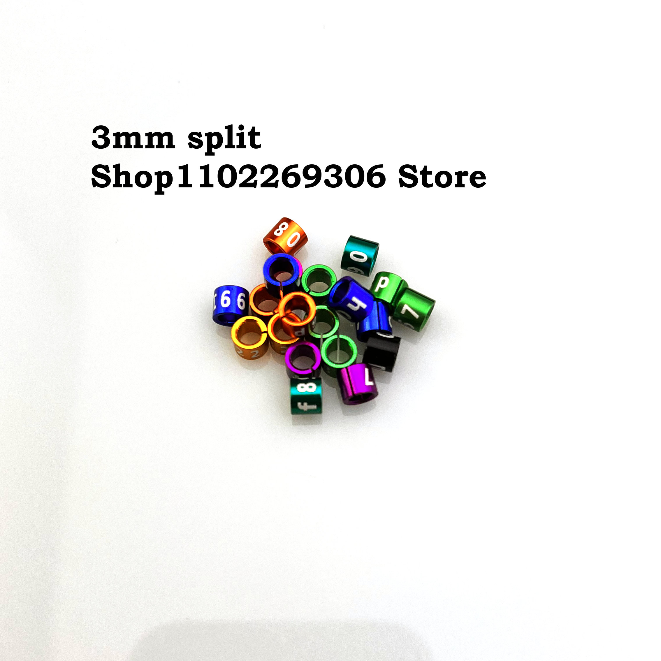 Bandas para patas de pájaro divididas, anillos canarios de 3 mm, no personalizados, caracteres aleatorios, mezcla de colores, aluminio, lote de 25 piezas