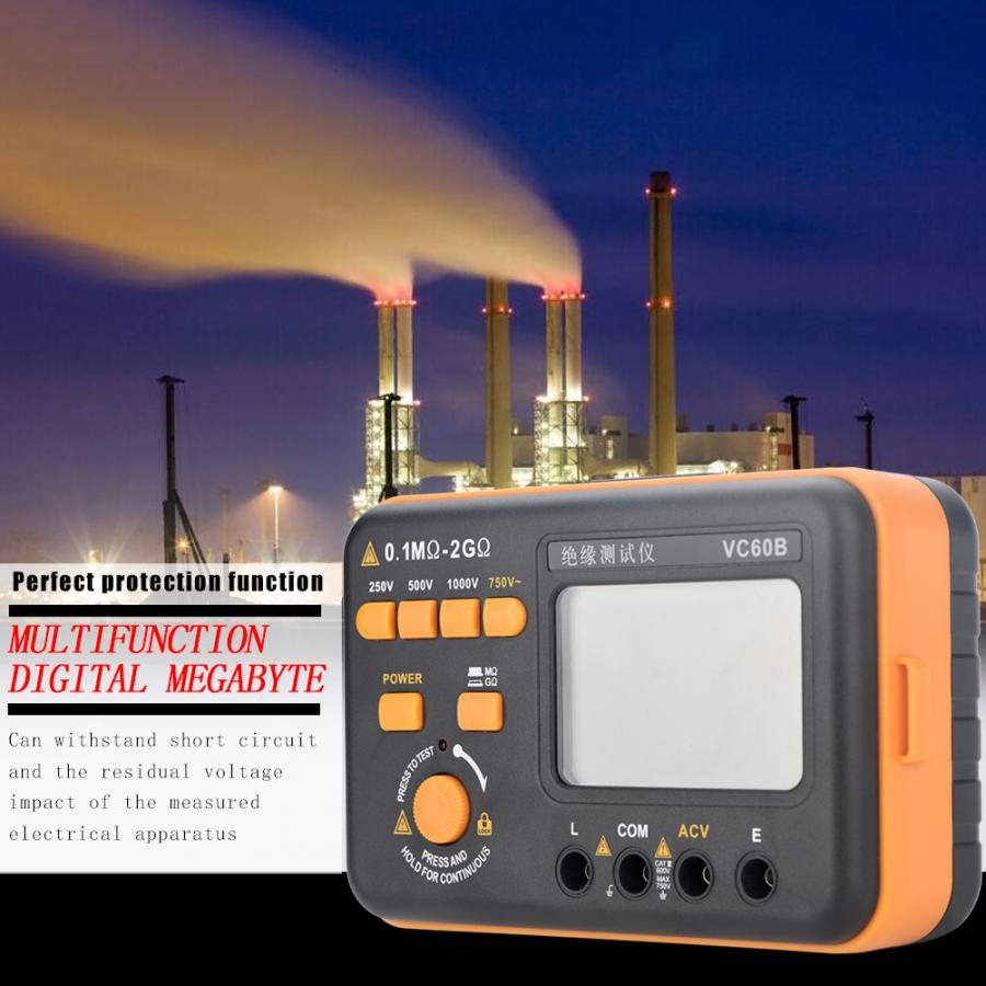 Megohmmeter VC60B LCD Digital Insulation Megger MegOhm Meter for Chemical