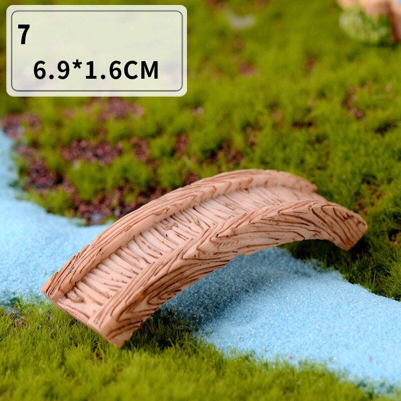 Miniatyrlandskap antik harts scen dekoration sjö fyr vattenbrunn damm bro vatten glas älva trädgårdstillbehör: 07