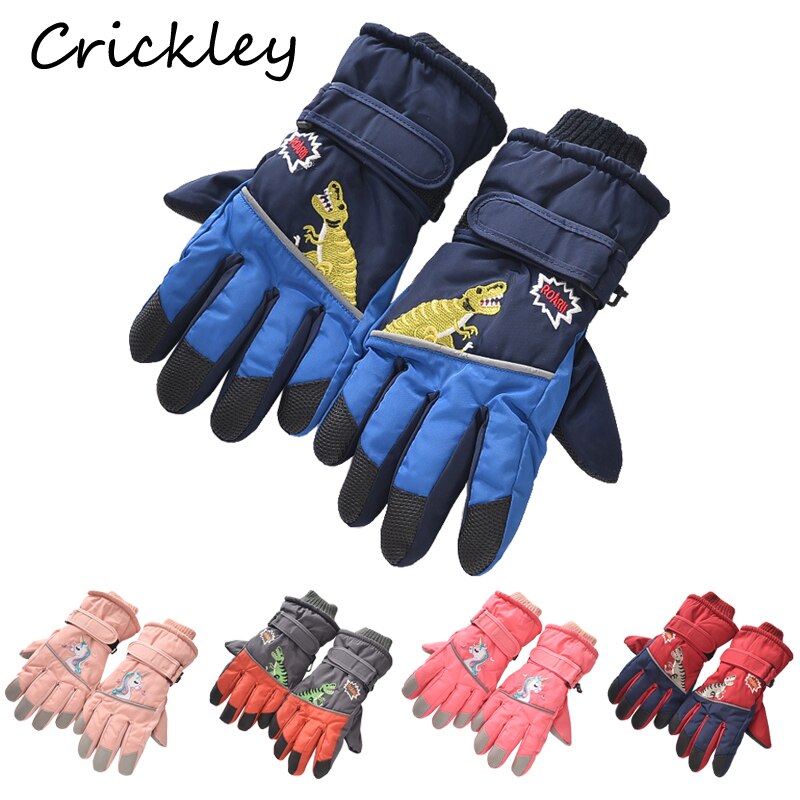 Vliegtuig Print Winter Jongens Meisjes Handschoenen Waterdicht Antislip Dikke Warme Kids Wanten Skiën Sneeuw Sport Kinderen Handschoenen