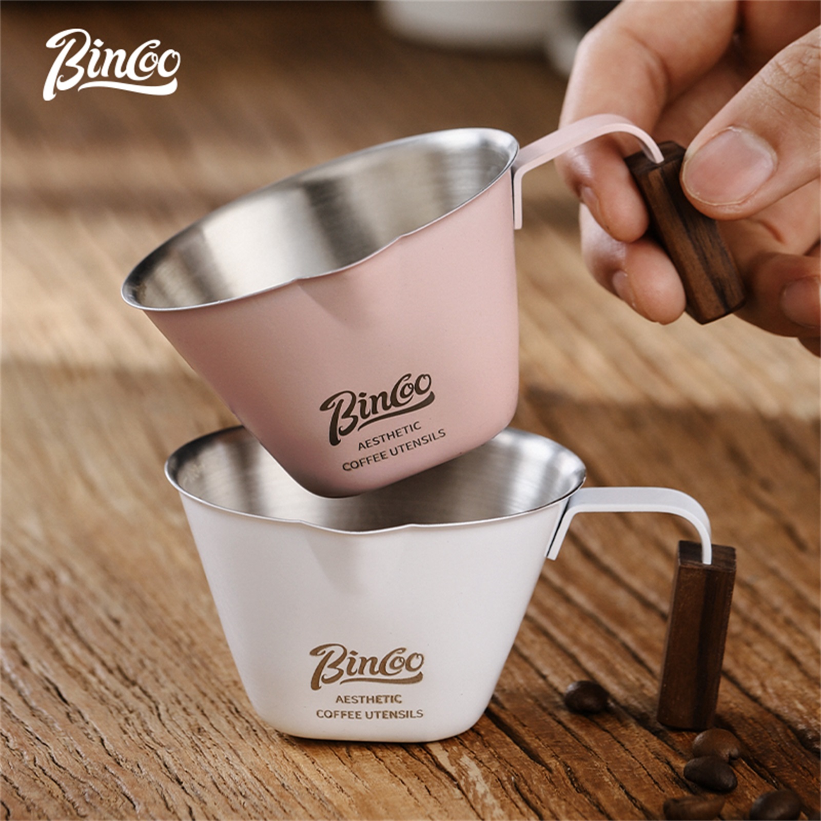 Taza medidora de café expreso con mango de escala, taza medidora de café de acero inoxidable, accesorio medidor de cocina para el hogar