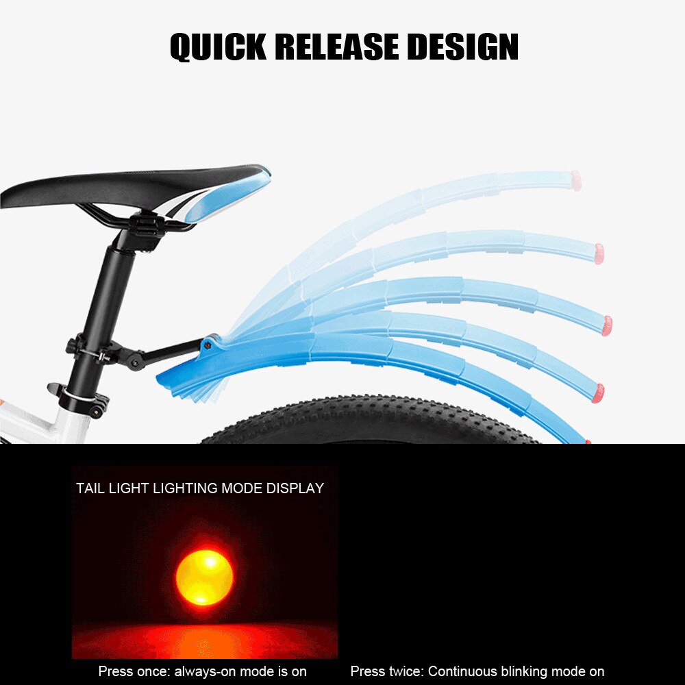 Foldable Bicycle Fender Kit With Taillight Telescopic MTB Road Bike Mudguard Cycling Bicycl Front Rear Fender Mud Water Guard