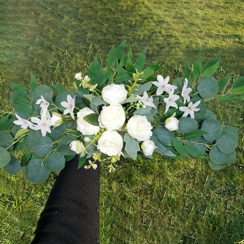 1 unidad de flores artificiales para arco de boda, guirnalda de eucalipto de rosa roja bohemia, cortinas, decoración del hogar, decoraciones de boda, letrero de bienvenida