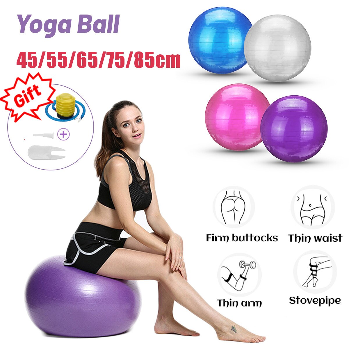 Bolas deportivas para Yoga, Bola para Pilates, Bola para Fitness, gimnasio, Equilibrio Fitball, ejercicio en casa, Pilates, entrenamiento, pelota de masaje, 55cm 65cm 75cm 85cm