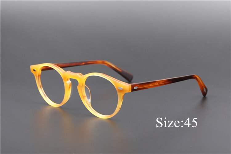 Transparent Glasses Small Round Blue Light Glasses Vintage Acetate Eyeglass Frames Women Prescription Glasses Men Gregory Peck: Flax Frame