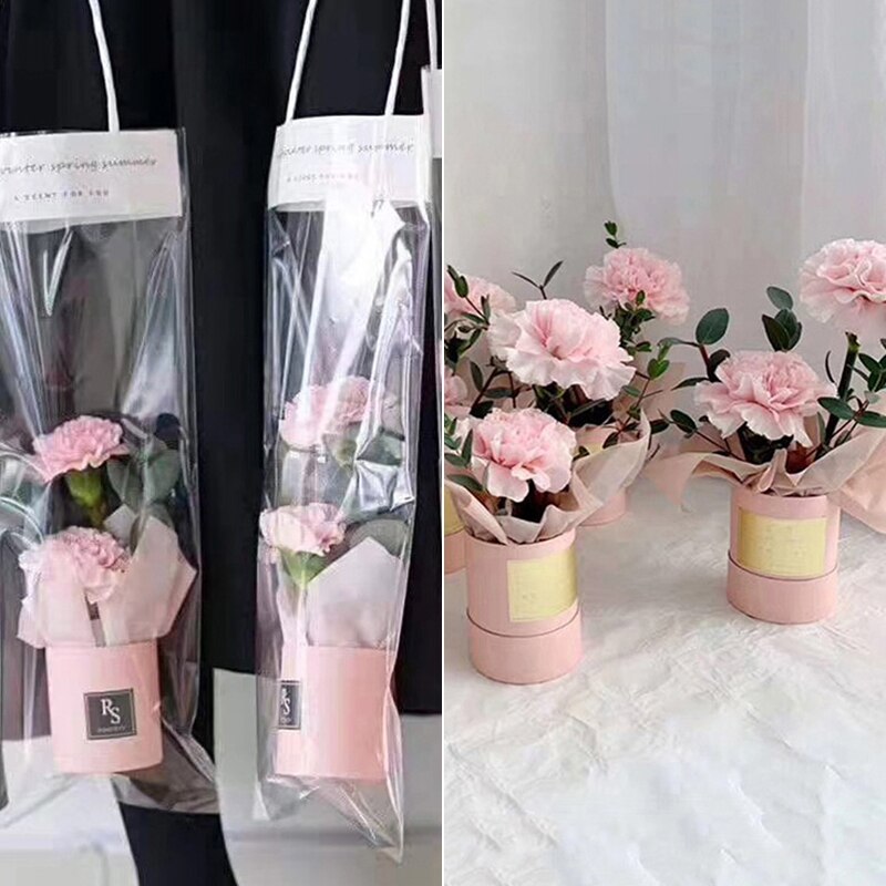 Firkantet transpantpose guld sort pink kraftpapirpose blomster plantetaske blomsterhandler pakkepose til bryllupsfest