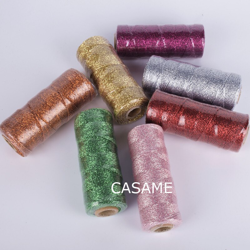 Metallic 2 st 12- ply guldguld silver garn rep baker garn för hantverksförpackningsspolar