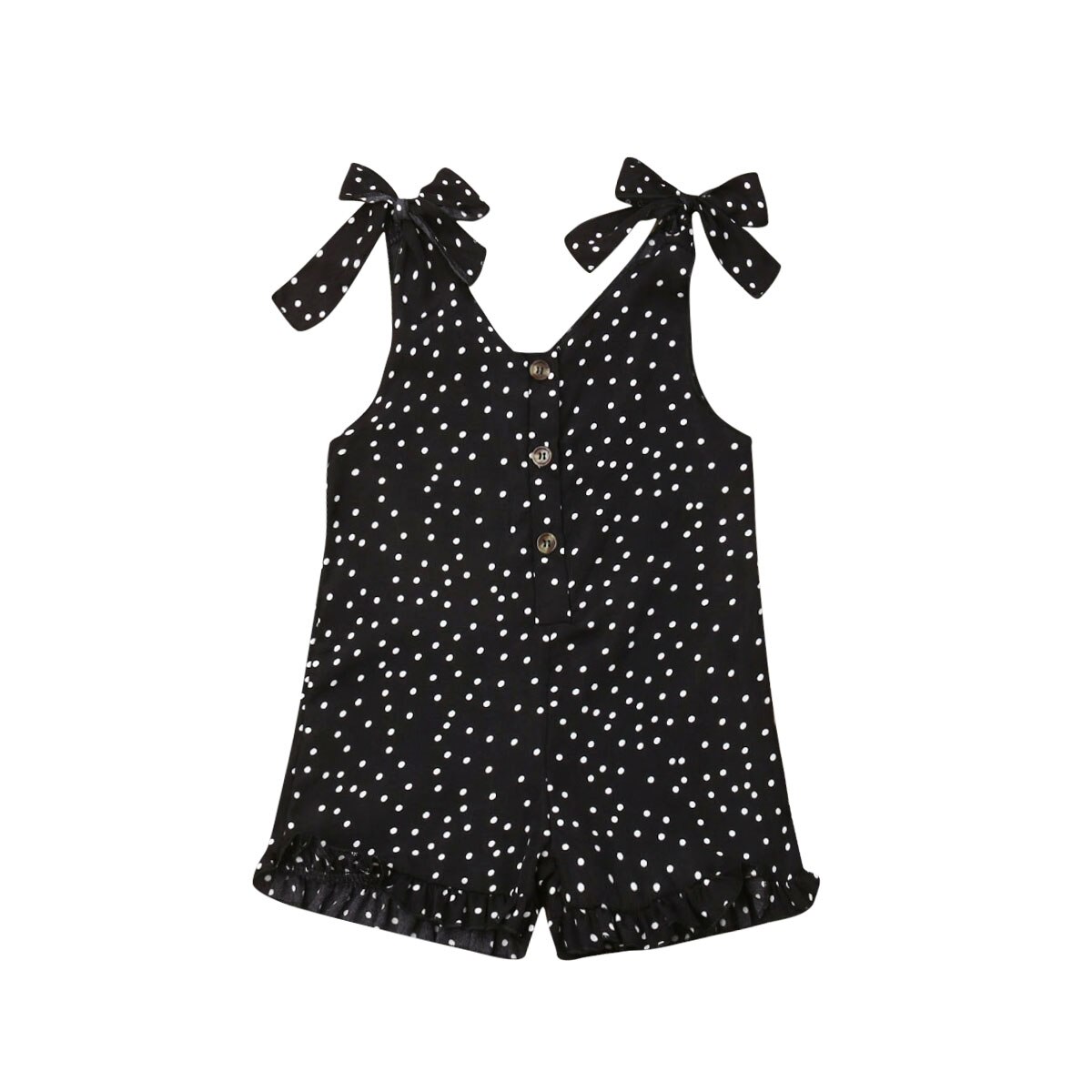 Pudcoco peuterkleding voor meisjes, romper met bandjes en stippen, zomeroutfit voor kinderen, overalls: Zwart / 5t