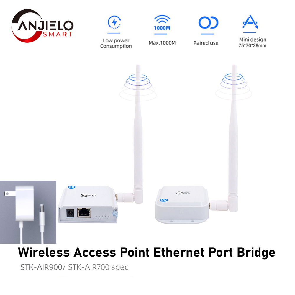 Kit de pont de Port de connecteur d'air Ethernet mural, Signal sans fil, longue Distance extérieure jusqu'à 1000 mètres, émetteur-récepteur: Black