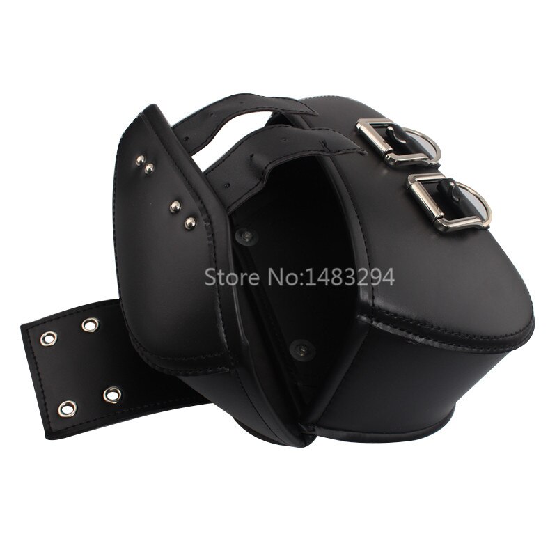 Black PU Leather Motorcycle L&amp;R Side Bags Tool Bags Luggage Saddlebag Storage Bags Universal