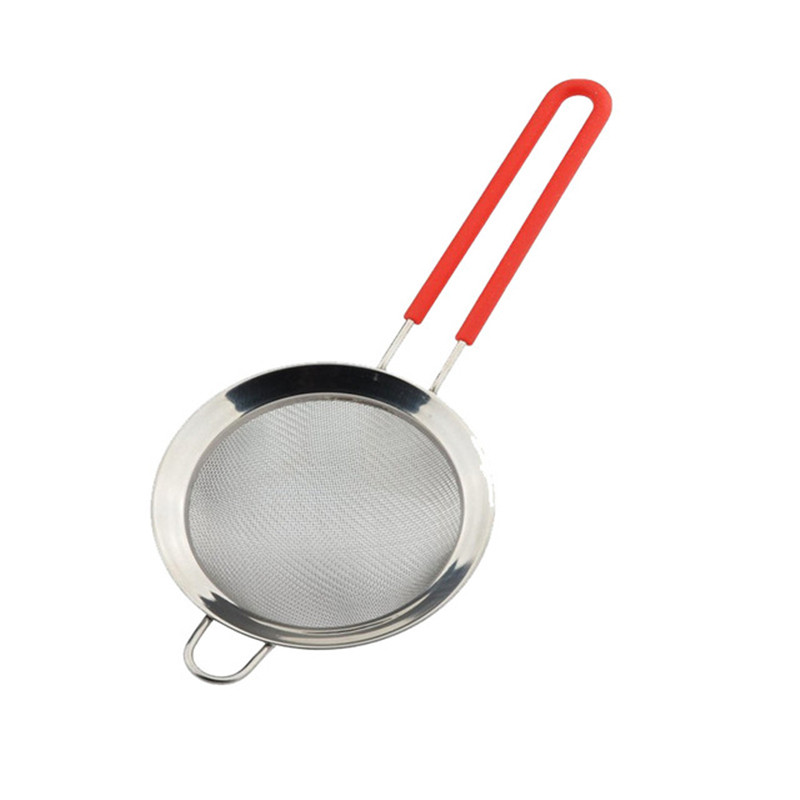 8cm 10cm 20cm rustfrie stålsiler mesh kjøkkensil dørslagsil med langt silikonhåndtak til kjøkken: 16cm