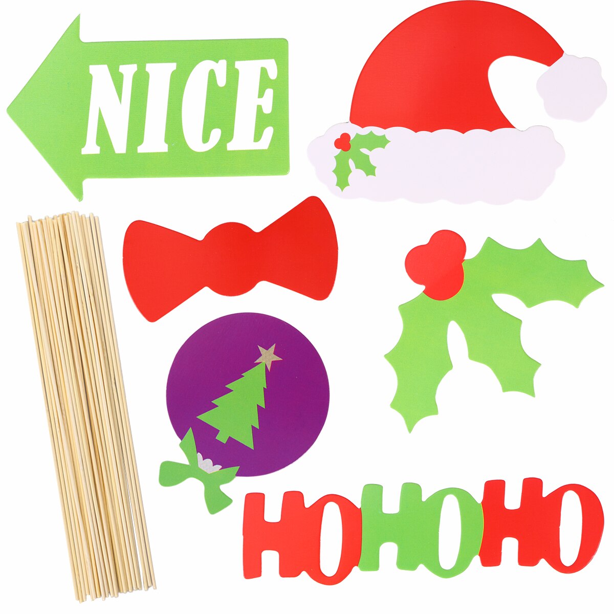 84 Pcs Christmas Party Photo Booth Props Posing Props Christmas Trees Hats Glasses Mustache Kit for Party Decoration