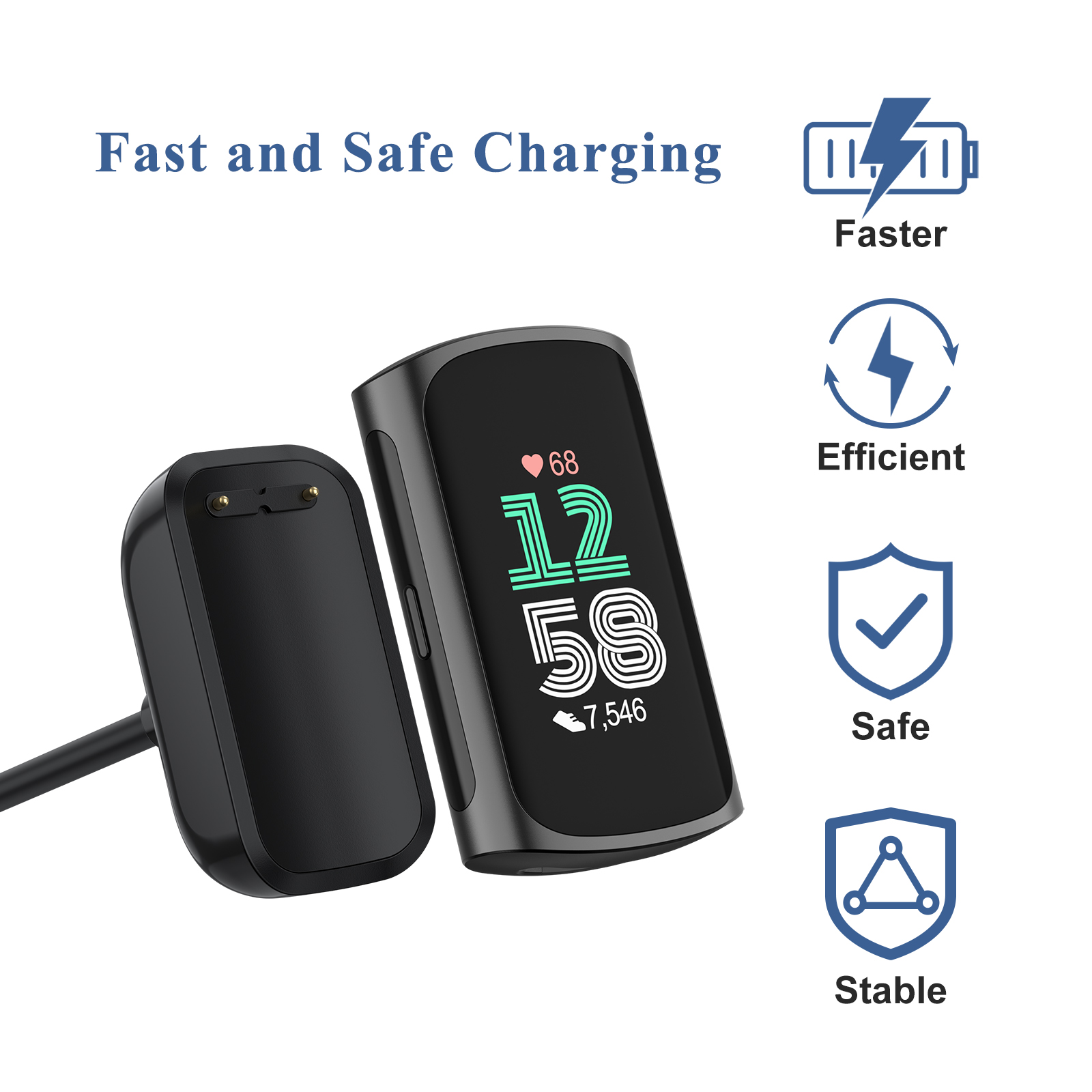 Cargador de reloj tipo C para Fitbit Charge 5 6, Cable de carga magnético para Fitbit Luxe, accesorios adaptadores de base de carga portátil