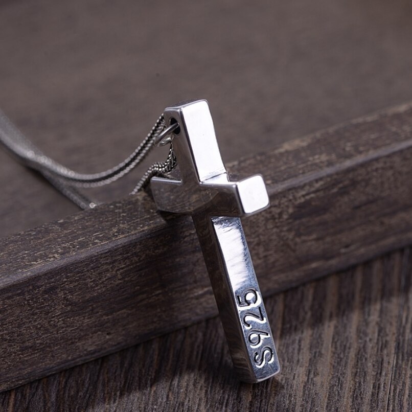 S925 Sterling Zilver Minimalistische Heldere Kruis Hanger Voor Wome Mannen Minnaar Puur Zilver Mode Christian Sieraden Ketting Accessoires