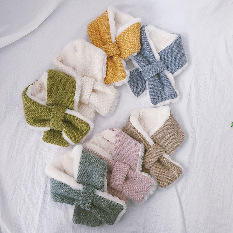 Boys Girls Cross Scarf Warm Winter Autumn Kids Collar Scarf Neck Warmer Children Scarf 1-4Y