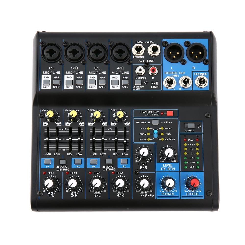 8 Channel DJ Powered Mixer Power Mixing Amplifier USB Slot 16DSP +48V Phantom Power for Microphones