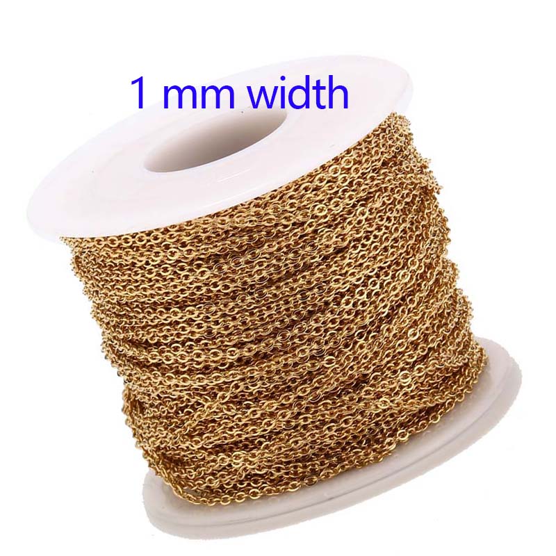 2 Meters Stainless Steel Rose Gold/Gold Link Chain Necklace Bulk Cable 2mm Width for Jewelry Making Findings DIY Supplies: Light Grey