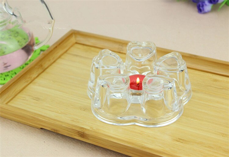 1PC Teapot Warmer Heart Heating Base Coffee Water Scented Tea Trivet Candle Clear Glass Heat-Resisting Insulation Base JQ 1076