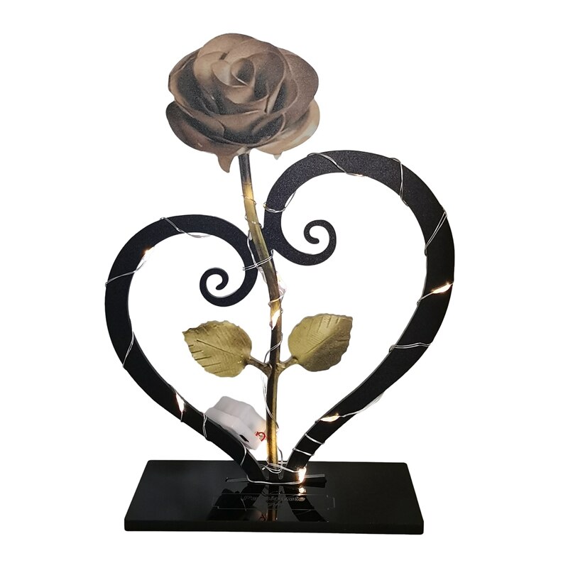 Casablanca Sculpture Coeur Couple Qui S'Embrasse - Figurine Résine Bronze Hauteur 30 Cm