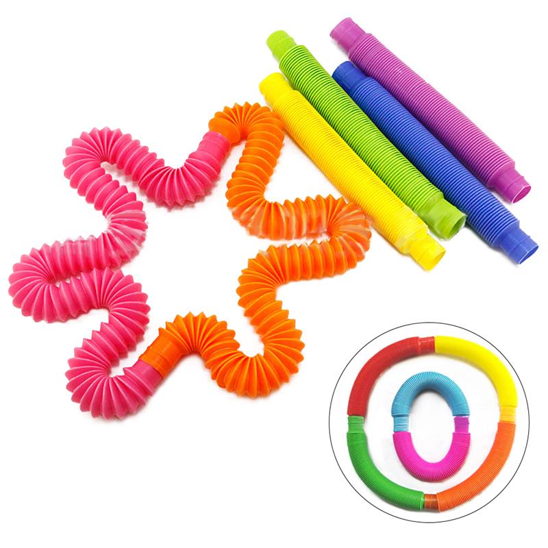 8Pcs Magical Speelgoed Kleurrijke Cirkel Grappig Speelgoed Vouwen Plastic Pop Buis Spoel Kinderen 'S Early Development Educatief