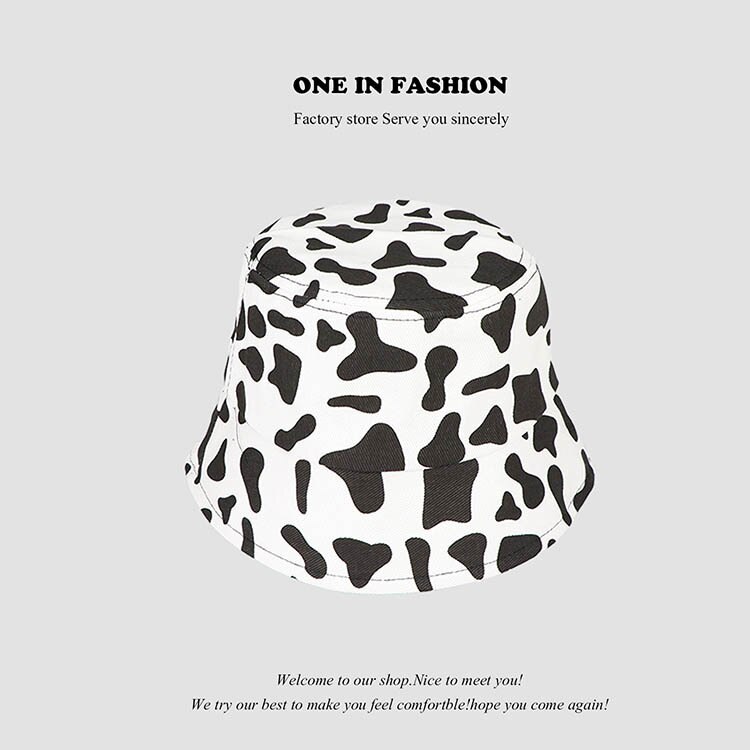 Zwart Wit Koe Zebra Patroon Emmer Hoeden Visser Caps Voor Vrouwen Zomer Luipaard Panama Emmer Hoed: Cows
