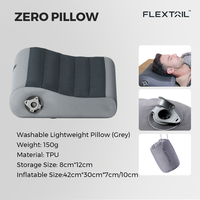 FLEXTTAIL ZERO-KUSSEN | Opblaasbaar kampeerkussen, draagbaar reishuis, ergonomische neksteun, lichtgewicht wasbaar