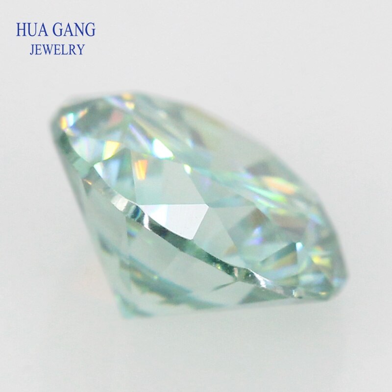 0.5 Carat Light Green Moissanite Brilliant Cut Light Green Moissanite Stone Beads 5.0mm VVS1 Excellent Cut Grade Test Positive