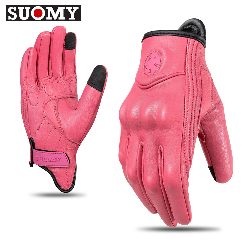 Retro Gelbe Leder Motorradhandschuhe Wasserdicht Touchscreen Racing Reiten Biker Handschuhe guantes Motocross Motorradausrüstung: Blau / L