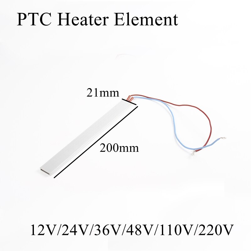 200x21mm 12V 24V 220V PTC Heizung Element Konstante Thermostat Thermistor Luft Heizung Sensor Aluminium shell 200*21mm