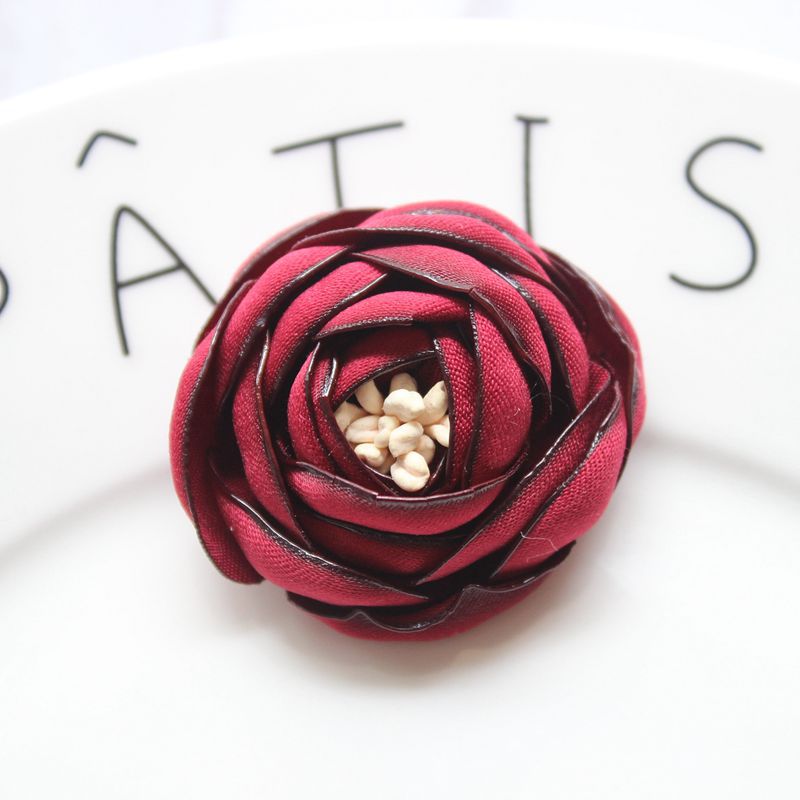 Flor de Camelia con borde quemado, accesorio para el pelo de vacaciones, boda, # FL2020004: Color 4
