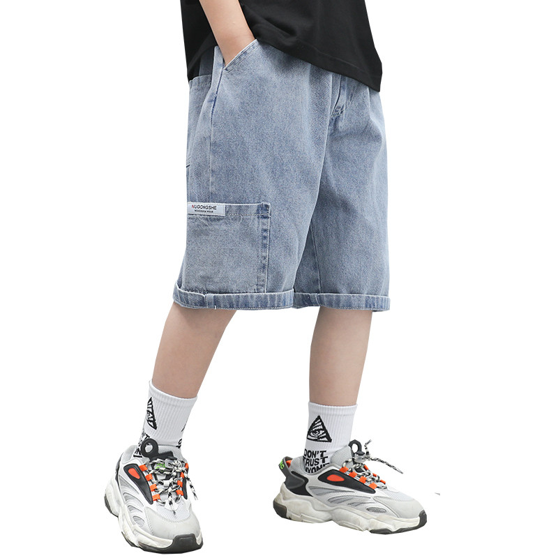 Neue 2022 Kinder Sommer Denim Shorts Mit Tasche Baby Jungen Baumwolle Kurze Jeans Kinder Casual Kalb Hosen Alter 4 5 7 9 11 13 14 jahre: 5