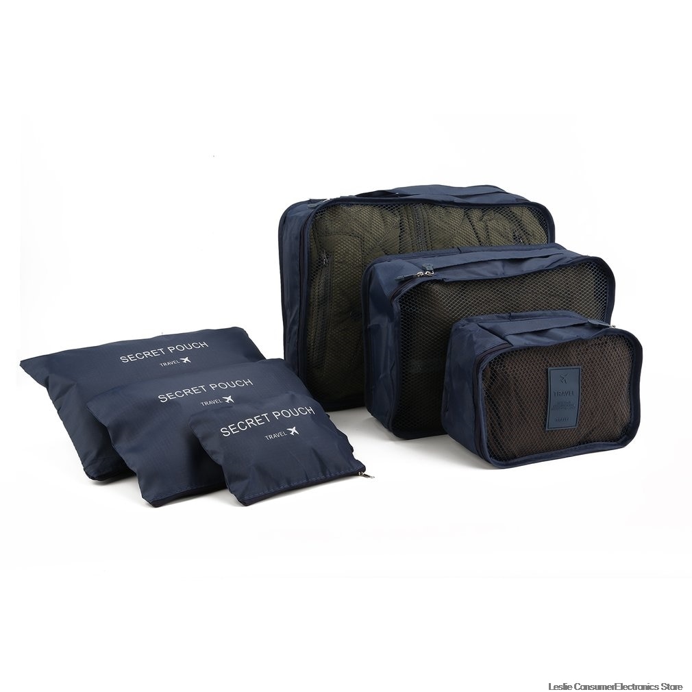6 Pcs/set Nylon Packing Cubes Set Travel Bag Organizer Large Capacity Travel Bags Hand Luggage Clothing Sorting First Aid kits