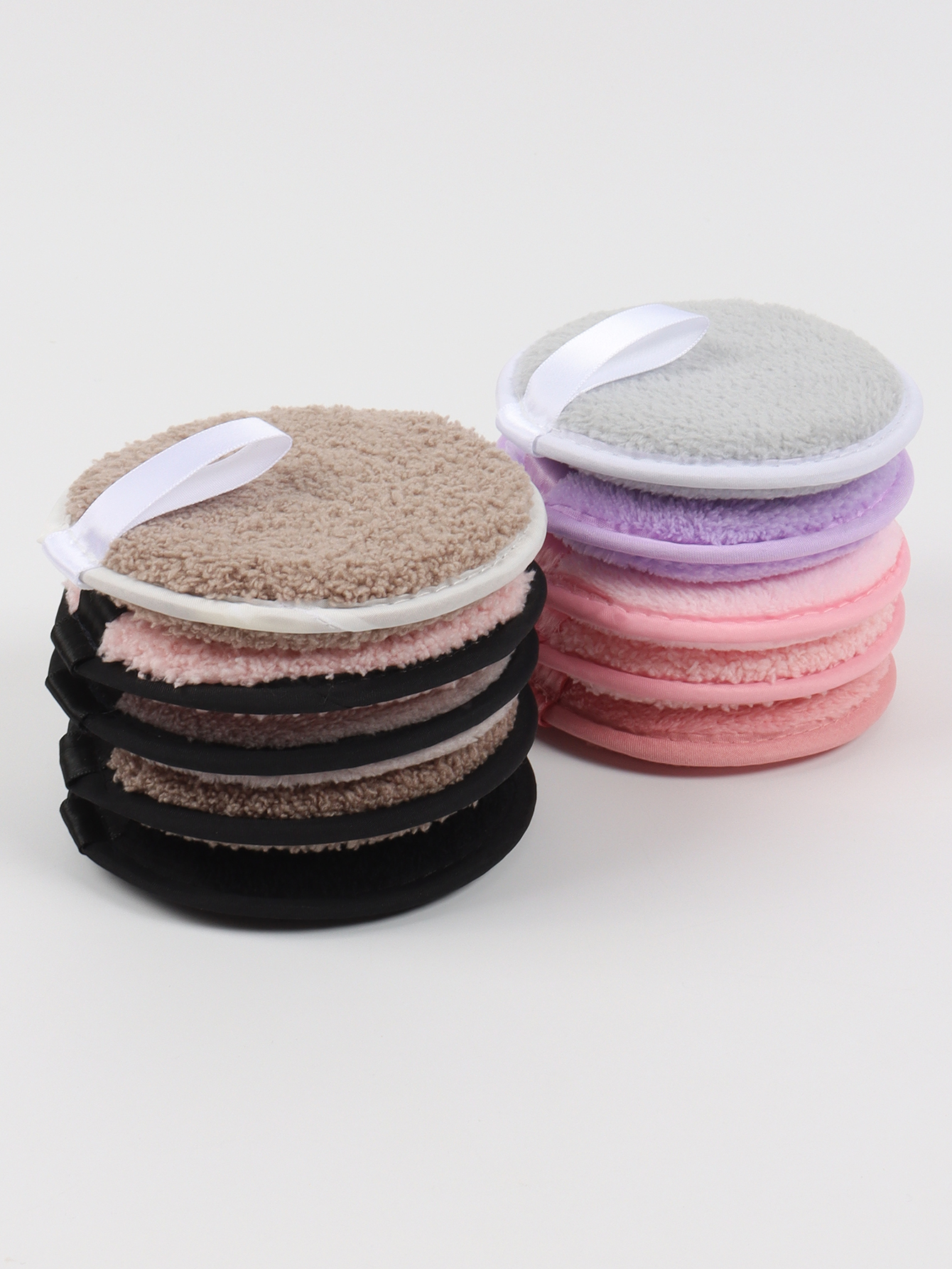 Random Slacker Paquete de 5-10-20 esponjas reutilizables para lavar la cara de doble cara, redondo. Maquillaje de base de doble uso seco y húmedo sin látex Cr: Negro