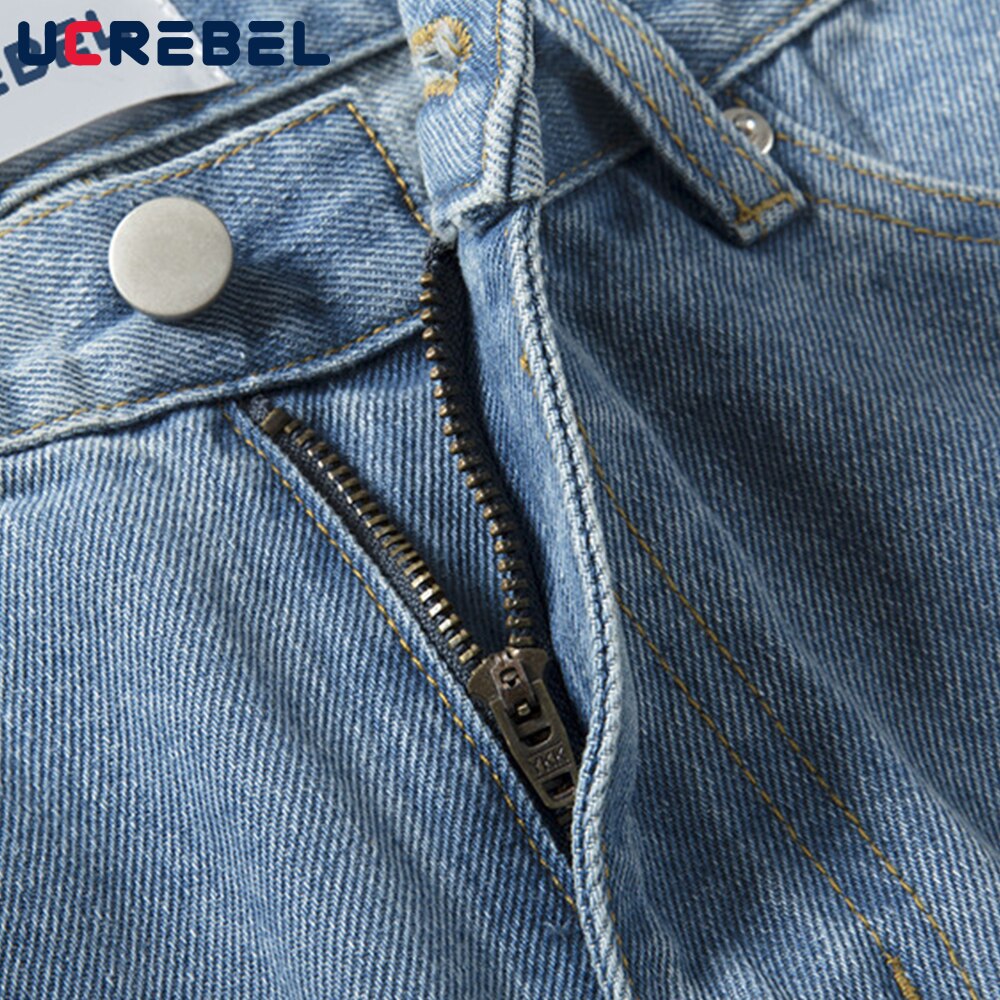 Puzzel Patch Borduurwerk Denim Shorts Heren High Street Zomer Ripped Korte Jeans Streetwear Verontruste Losse Knielange Shorts