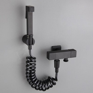 thumbnail image 2 of Round Matte Black Bidet Mixer Tap With Adjustable Aerator - Bench Top Mount, Brass 2 of 6