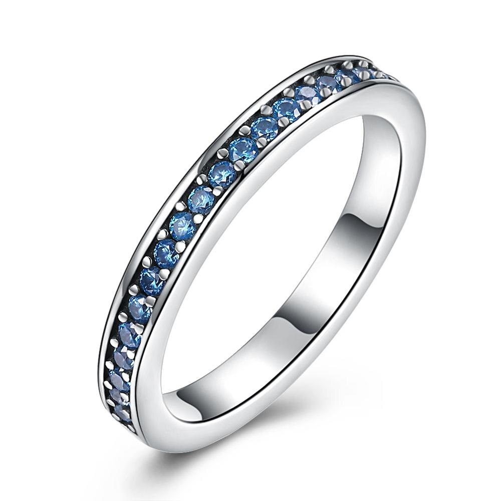3 kleurenopties ronde rij van kubieke zirkonia accessoires trouwringen voor dames sieraden (jewelora  ri103327): 7 / Blauw