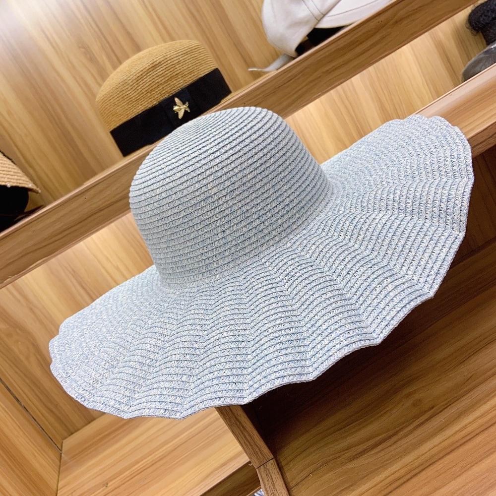 Breite Krempe Sonnenhut Hüte 15cm Papier Stroh Sommer Hüte für Frauen Damen UV Schützen Diskette Strand Hütte packbar Kentucky Derby Kleid Hütte