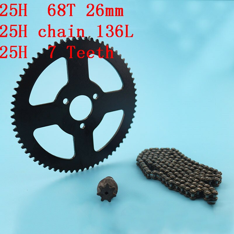 Drive Systeem 25H Ketting (136Links) met 7 Tanden Tandwiel As En 68 Tand (26Mm) tandwiel Fit 47cc 49cc Mini Moto Pocket Bike