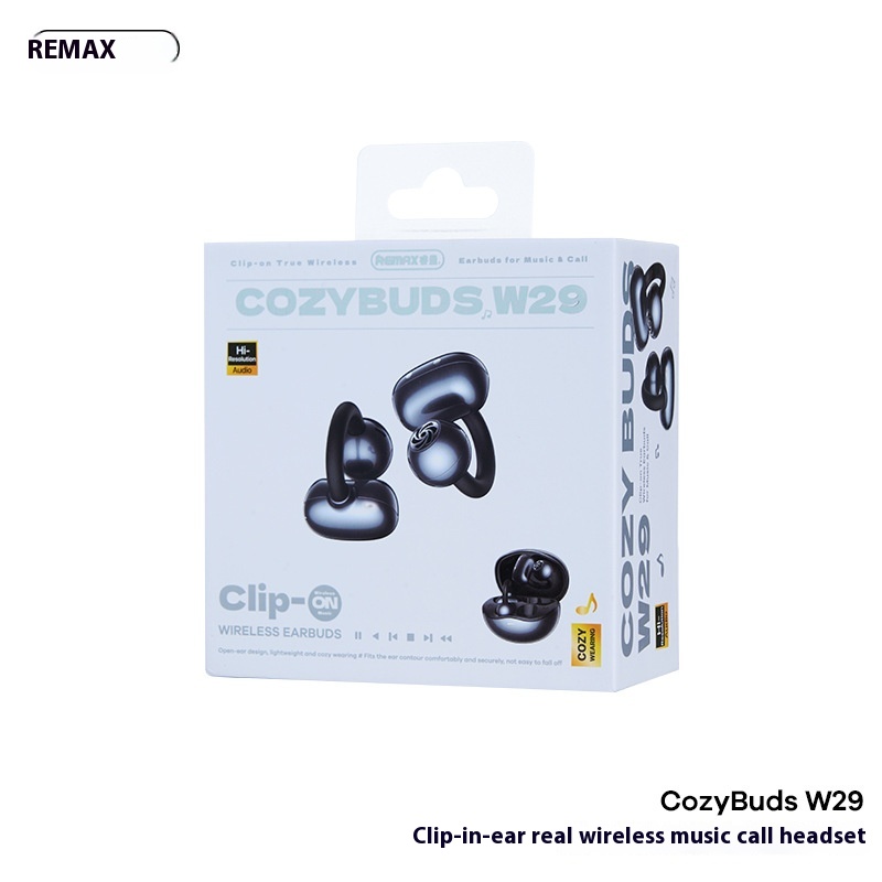 Remax CozyBuds W29 Earclip Wireless Bluetooth Earphones Stereo Ultra Light Outdoor Sports Custom Earphones