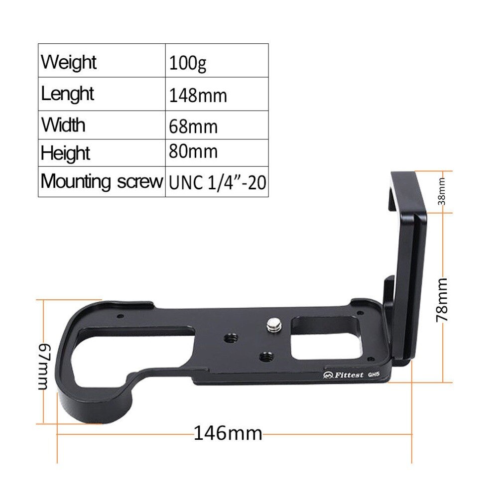 Quick Release L Plate Bracket Holder Hand Grip Voor Panasonic Lumix DC-GH5 GH5 GH5s Digitale Camera Voor Arca Swiss Statief hoofd