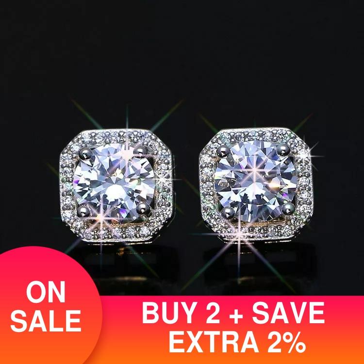 925 Sterling Silver Zircon Stud Earrings Brincos for women Wedding Boucle D'oreille Femme Bijoux christmas bijoux E1104