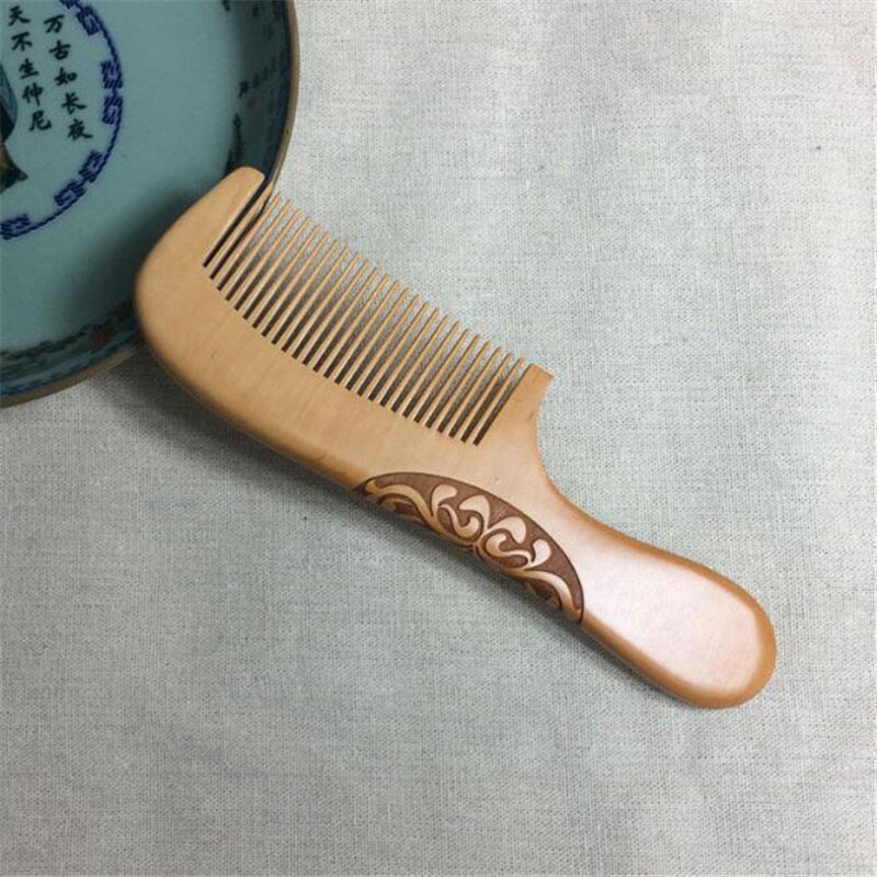 19cm Length 1 Pc Natural Wood Comb Close Teeth Anti-static Head Massage Beard Hair Care Wooden Tools Beauty Accessories